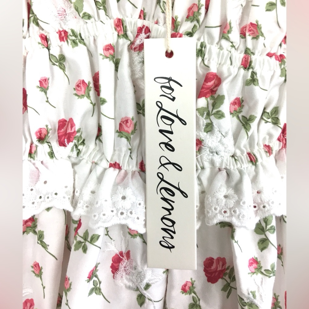 FOR LOVE & LEMONS NWT JACKSON COTTON EMBROIDERED MINI DRESS IN FLORAL PRINT S - Picture 11 of 16